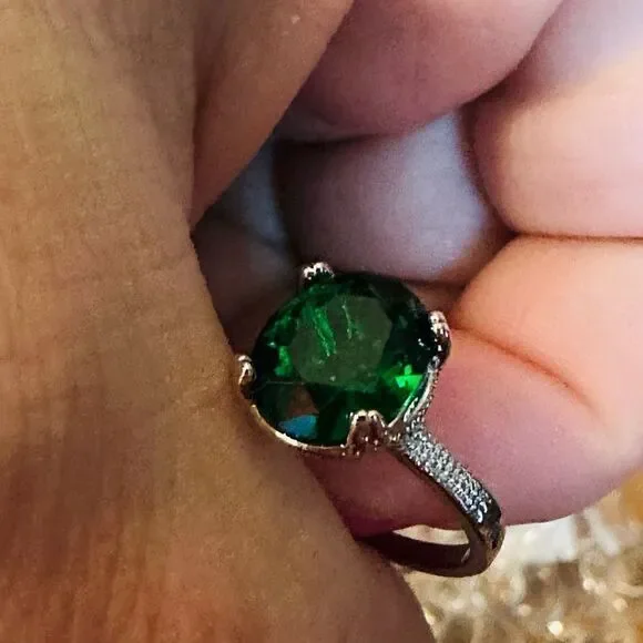 925 Sterling Silver Huge GREEN Flawless Paraiba Tourmaline RING - Picture 7 of 8